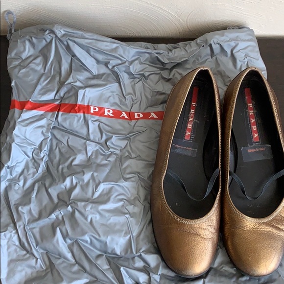 Prada Shoes - Prada bronze flats, 38.5 with original bag!